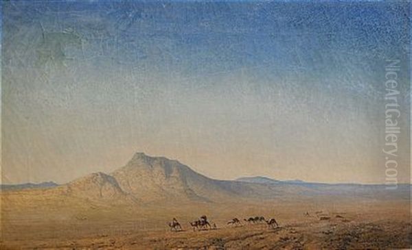 Okenlandskap Med Kamelkaravan - view 1