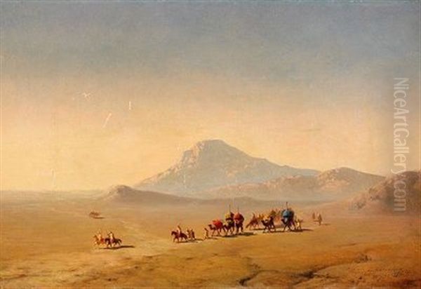 Okenlandskap Med Kamelkaravan - view 1
