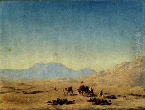 Arab Caravan In The Desert by Henrik August Ankarcrona