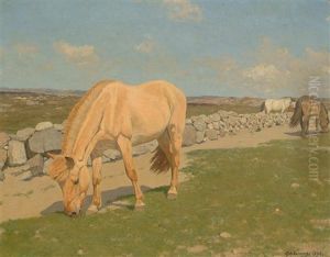 Horses Grazing In A Landscape by Stan Gustaf Herman Ankarcrona