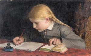 Marie Anker Ecrivant by Albert Anker
