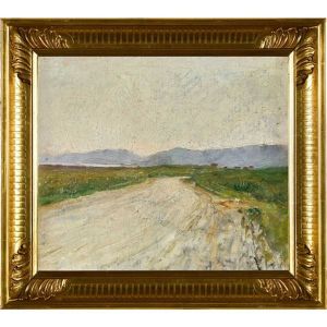 Landschaftsstudie Zu: Die Konfirmandinnen Von Muntschemeier by Albert Anker