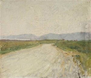 Landschaftsstudie Zu: Die Konfirmandinnen Von Muntschemier by Albert Anker