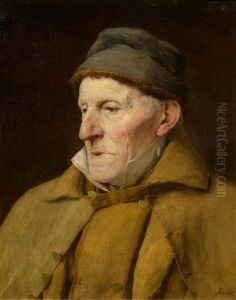 Head And Shoulders Portrait Of An Old Farmer (jean-jacques Kuffer) by Albert Anker
