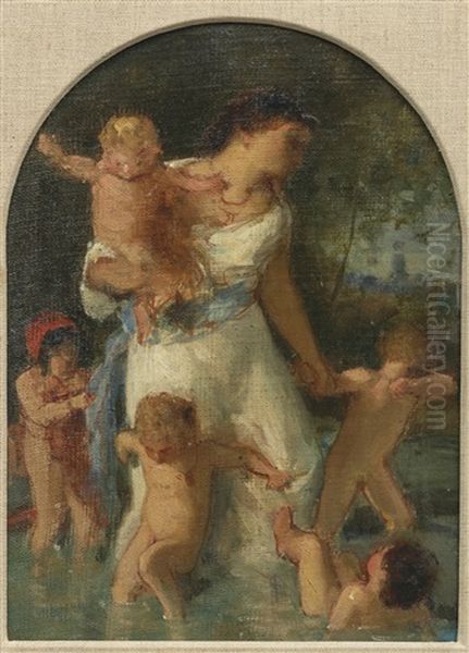 Frau Mit Funf Kindern In Einer Furt - view 1