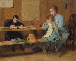 Kinder Bei Den Hausaufgaben by Albert Anker