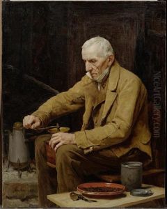 Alter Mann Mit Kaffeemuhle by Albert Anker