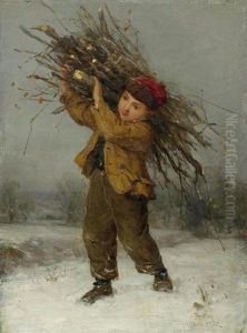 Knabe Mit Reisigbundel by Albert Anker