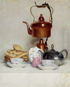 Stilleben: Teeservice by Albert Anker
