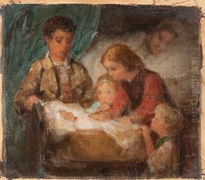 Das Neugeborene (study For Painting) by Albert Anker