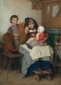 Grossmutter, Ihrem Enkelkind Die Suppe Gebend (grandmother Spooning The Soup To Her Grandchild)