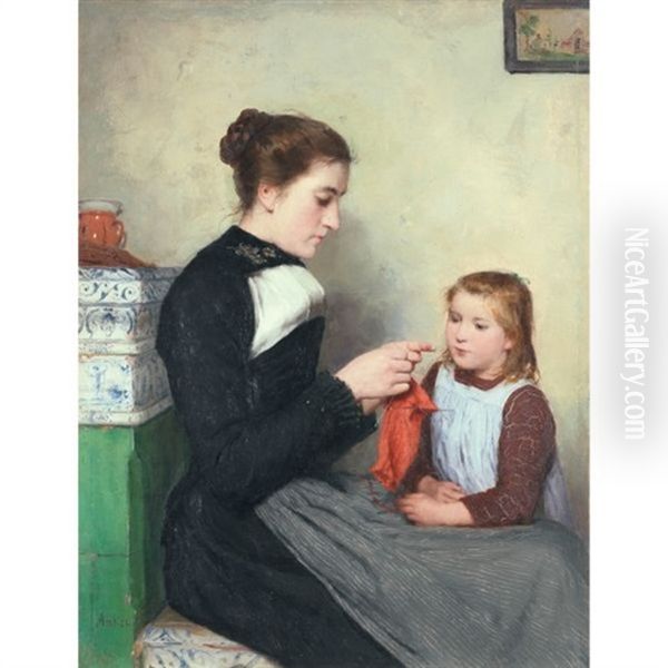 Strickende Bernerin Mit Kind (knitting Bernese Woman With Child) - view 1