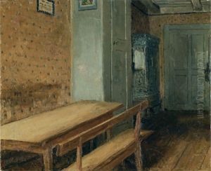 Das Zimmer - Studie Zum Interieur Von Die Kinderkrippe by Albert Anker