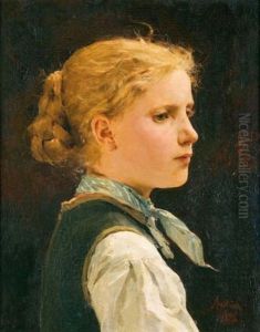 Bildnis Eines Madchens (portrait Of A Girl) by Albert Anker