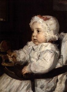 Kleinkind Im Kinderstuhl - Bildnis Des Francois Ehrmann by Albert Anker