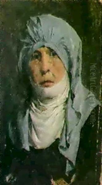 Brustbild Dame Nach Mit Kopftuch - view 1