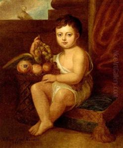 Portrait Of William, Lord Russell, In A Toga By A Basket Of Fruit With Birds Portrait Of William, Lord Russell, In A Toga By A Basket Of Fruit With Birds