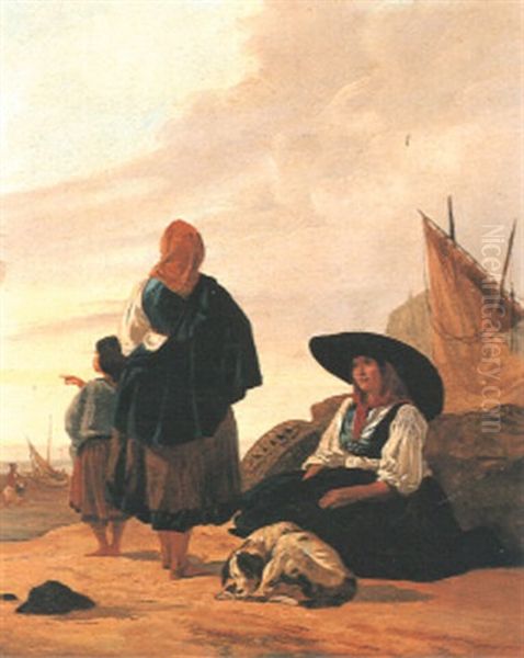 Fisherfolk On A Beach - view 1