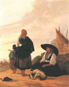 Fisherfolk On A Beach by Thomas Jose Annunciacao