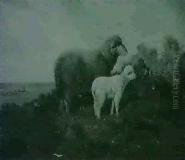 A Ewe With Her Lamb In A Landscape - view 1