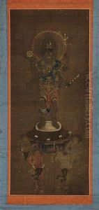 Shomen Kongo (blue Faced Guardian Deity) by Anonymous-Japanese (Muromachi)