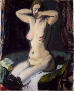 Portrait De Mathilde Richard-nu Au Bas Bleu by Louis Anquetin