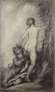 Faune Et Nymphe En Grisaille by Louis Anquetin