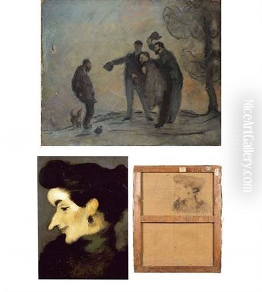 Rencontre Ou: Bonjour Monsieur Auguste! (+ Sketch For Femme Au Long Nez, Portrait D'yvette Guilbert, Verso) - view 1