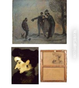 Rencontre Ou: Bonjour Monsieur Auguste! (+ Sketch For Femme Au Long Nez, Portrait D'yvette Guilbert, Verso)
