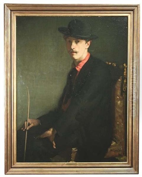 Bildnis Eines Herrn Im Schwarzen Anzug Mit Hut, Wohl Portrait Des Kunstkritikers Camille Mauclair (1872-1945) Als Junger Mann - view 1