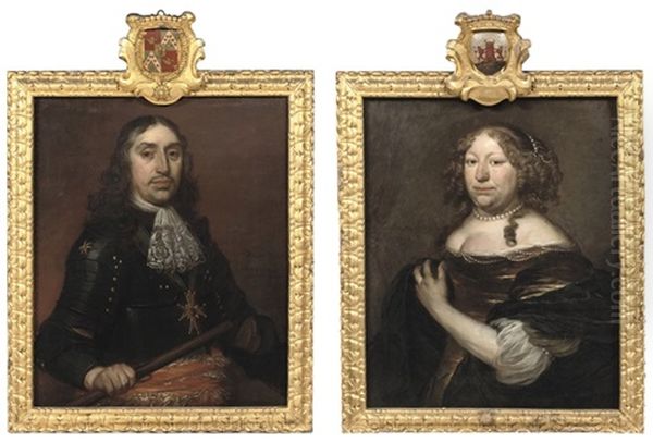 Portait Of Hendrik De Sandra In Black Armour And A White Lace Jabot (+ Portrait Of Margaretha De Sandra; Pair) - view 1