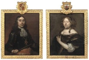 Portait Of Hendrik De Sandra In Black Armour And A White Lace Jabot (+ Portrait Of Margaretha De Sandra; Pair)