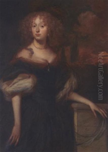 Portrait Of A Lady Wearing A Pearl Necklace - view 1