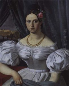 Bildnis Einer Dame (die Gattin Des Kunstlers?) by Hermann Anschutz