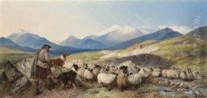 Sheep Gathering In Glen Spean, Scotland by Richard Ansdell
