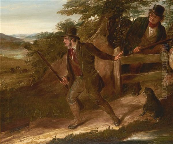 Poachers Climbing Over A Stile - view 1