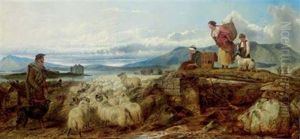 West Highlands, Dunstaffnage Castle In The Distance by Richard Ansdell