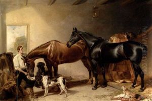 Mr. Neilsons's Hunters At Hindhill, Pontefract by Richard Ansdell