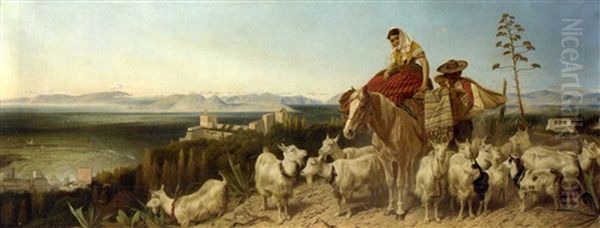 A Spanish Goatherd Above Granada, The Vega Mountains Beyond - view 1