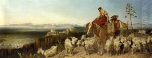 A Spanish Goatherd Above Granada, The Vega Mountains Beyond by Richard Ansdell