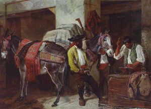 At The Blacksmith's Shop by Richard Ansdell