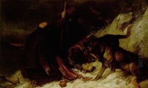 The Rescue After The Storm, The St. Bernards Pass by Richard Ansdell