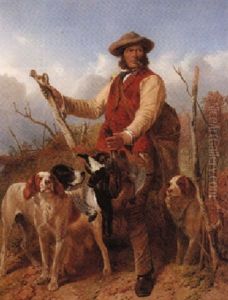 A Gamekeeper And Dogs by Richard Ansdell