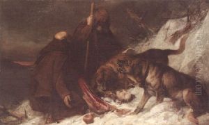 The Rescue After The Storm, The St Bernard's Pass by Richard Ansdell