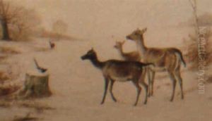 Deer In A Winter Landscape by Richard Ansdell