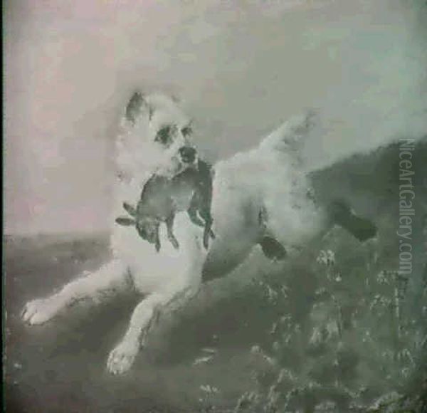 A Terrier With A Rabbit - view 1