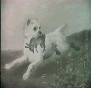 A Terrier With A Rabbit by Richard Ansdell