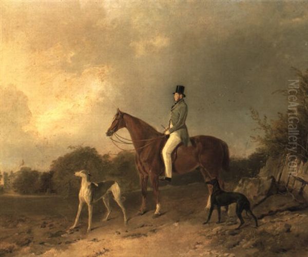 Equestrian Portrait Of Lord Eglinton On His Chesnut Hunter With Greyhounds - view 1
