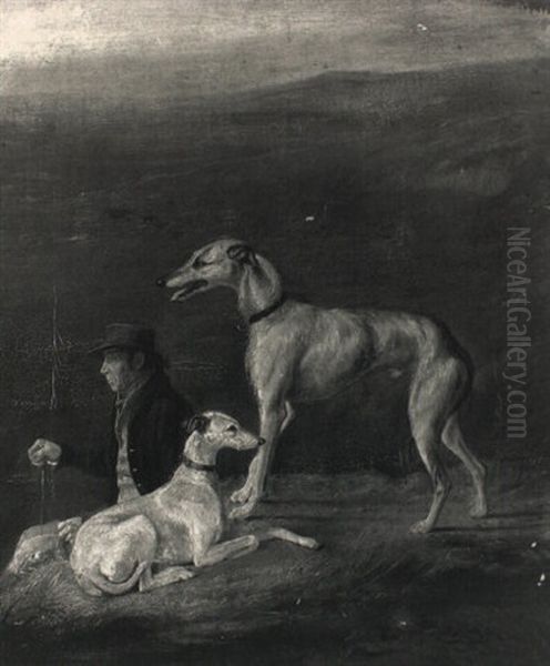 Study Of The Well-known Gamekeeper Old Sandy, With A Deerhound And Bitch - view 1