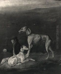 Study Of The Well-known Gamekeeper Old Sandy, With A Deerhound And Bitch